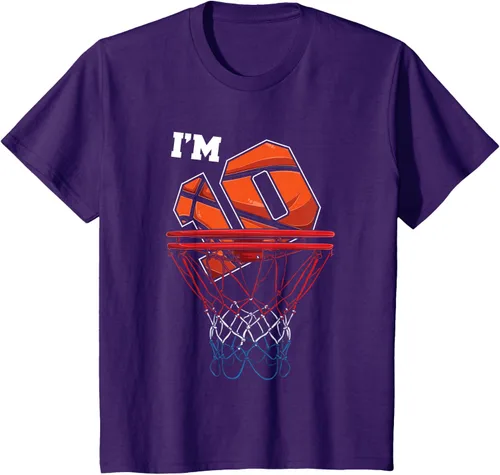 Vista 69 de Camiseta de regalo de cumpleaños con red de baloncesto de 10 años, Negro