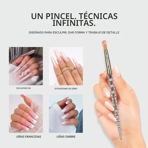 Vista 6 de Kiara Sky Pincel Acrílico #8 - Negro 100% Puro Kolinsky Mango de Corte de Cristal y Resistente al Acetona