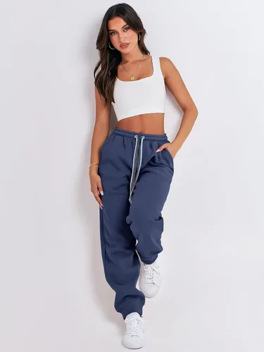 Vista 6 de ANRABESS Pantalones deportivos holgados de forro polar de cintura alta para mujer, pantalones deportivos Y2K para adolescentes y niñas
