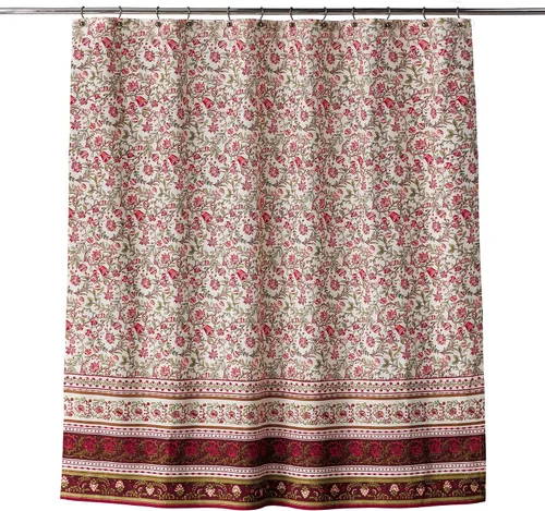 Vista 30 de Maison d' Hermine Cortina de ducha 100% algodón, un panel, 70 x 72 pulgadas, cortinas de ducha de tela lavable para baño, fácil de colgar con 12