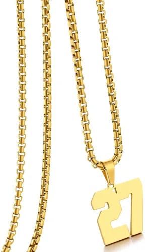 Vista 81 de Collar de Número Dorado para Hombre, Cadena de Acero Inoxidable con Colgante de Número para Atletas, Joyería Deportiva Personalizada para Niños