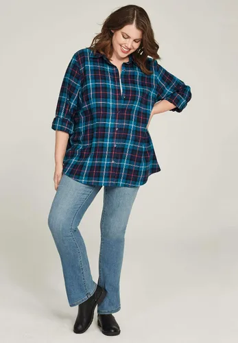 Vista 7 de Ellos Camisa de franela a cuadros de talla grande para mujer