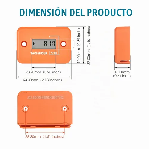 Vista 6 de Runleader RL-HM012 Mini Tach/medidor de hora (naranja)