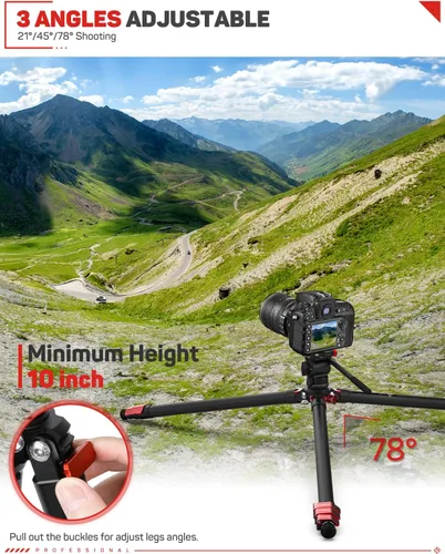 Vista 6 de IFOOTAGE Trípode con cabezal fluido, trípode de viaje de 62 pulgadas para cámara, trípode de video de aluminio ligero, compatible con cámaras Sony