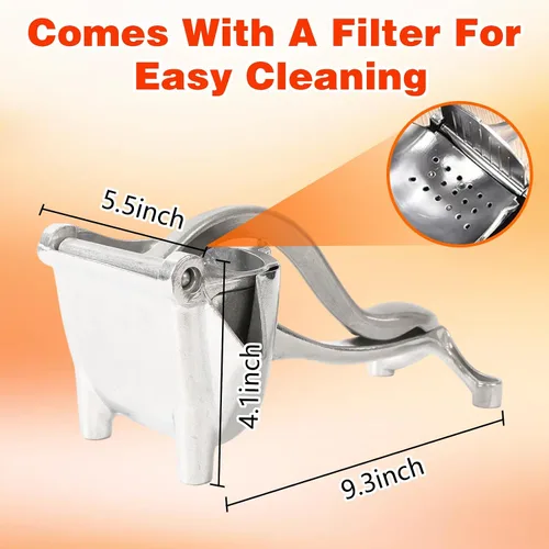 Vista 6 de Extractor de jugo de fruta fresca de aleación de aluminio, fácil de usar y limpiar, fácil de jugo Exprimidor de mano, exprimidor de cítricos