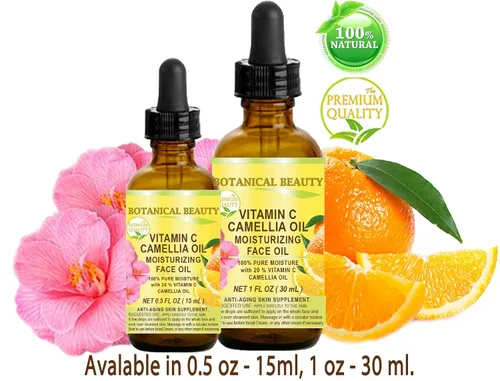 Vista 2 de VITAMINA C CAMELLIA Aceite Hidratante Facial Aceite Anti-Envejecimiento Regenerador Nutritivo 20% Vitamina C y Aceite de Semilla de Camelia, 100%