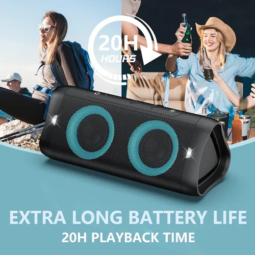 Vista 12 de DONOW Altavoz Bluetooth portátil 30W sonido estéreo, aumento de graves Negro