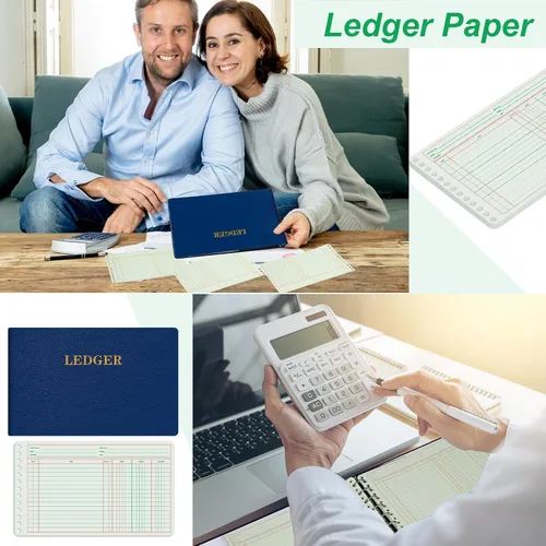 Vista 9 de Skyygemm 200 hojas de libro mayor de 5 x 8.5 pulgadas, libros de papel para contabilidad, bloc columnar para cuentas comerciales por cobrar