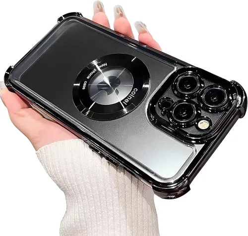 Vista 40 de Funda magnética transparente para iPhone 11, funda de lujo con cuatro esquinas brillantes, protección a prueba de golpes de grado militar