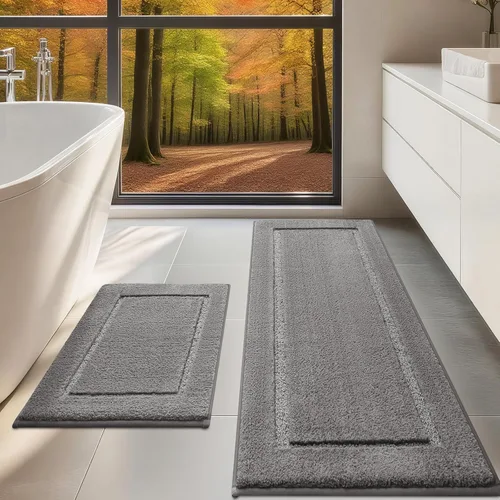 Vista 60 de IM HOME Tapetes de baño, felpa ultra suave, de microfibra esponjosa, absorbente, parte trasera antideslizante, lavable a máquina, tapetes para suelo