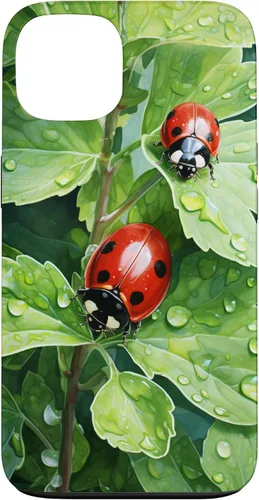 Vista 7 de Ladybugs on Green Leaves Watercolor Case for iPhone 17