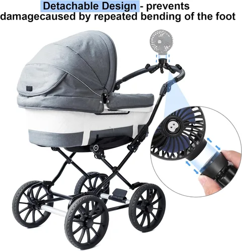 Vista 3 de Ventilador portátil para cochecito recargable con clip para Negro-1