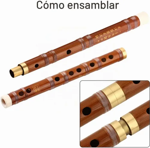 Vista 5 de Flauta dizi de bambú. Instrumento tradicional chino hecho a mano, Clave de Re