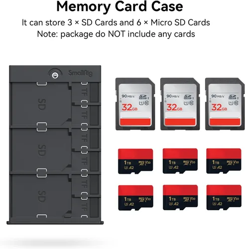 Vista 2 de SMALLRIG Funda para Tarjetas de Memoria Soporte Anti-Choque Anti-Caída y Arañazos Adecuada para Tarjetas SD/Micro SD/SIM para Entusiastas