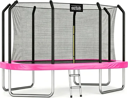Vista 8 de AOTOB Trampolín rectangular de 12 pies/14 pies – Trampolines perfectos para exteriores para niños – Tranpoline estilo gimnasia con recinto