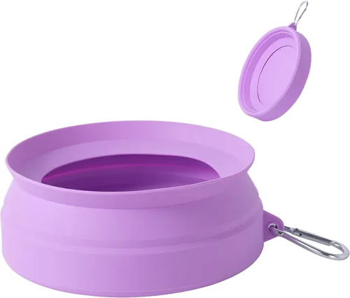 Vista 11 de SLSON Tazón de Agua para Perros a Prueba de Derrames para Autos, Cuencos de Viaje para Perros Plegables Sin Salpicaduras con Moldeo Integrado, Tazón