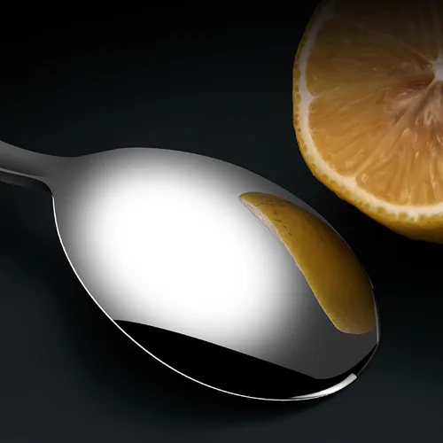Vista 3 de Cucharas de sopa coreanas, cucharadas de acero inoxidable 18/8 con mango largo de 8 pulgadas, cucharadas de metal asiático, juego de 4 (flores)