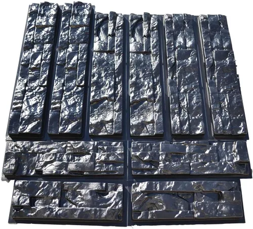 Vista 6 de Moldes de hormigón DIY Juego de 10 moldes de plástico para pared de yeso de hormigón, piedra de cemento apilado, molde de paredes de piedra apiladas