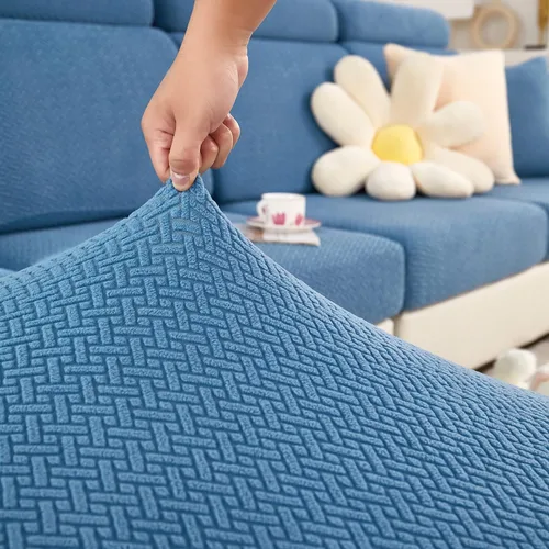 Vista 5 de OKYUK Fundas universales para sofá en forma de L resistentes al desgaste, funda para sofá chaise lounge, protector de muebles elástico Tejido Beige
