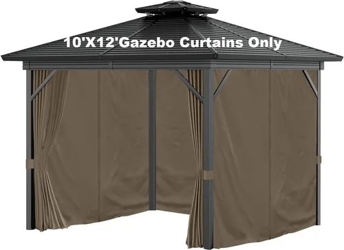 Vista 11 de Cortinas Gazebo de 10 x 10 pies para exteriores, impermeables, 4 paneles, cortinas de pared lateral, repuesto universal con cremallera para patio