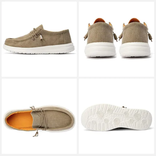Vista 6 de Mocasines casuales para hombre zapatos de barco para hombre zapatos de lona ligeros suela suave cómodos zapatos para caminar