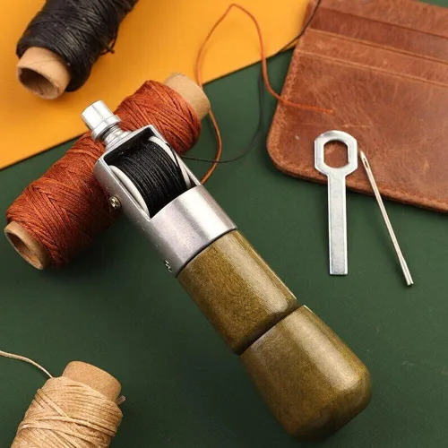 Vista 3 de Kit de hilo de coser de cuero con hilo encerado, herramienta manual de costura rápida (tipo 1)