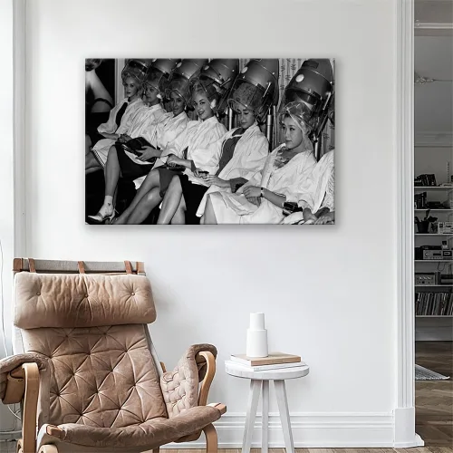 Vista 4 de Hair Salon 90s Retro Barber Store Retro Beauty Salon Hanging Canvas Painting Posters Mural and Prints Wall Art Hd Pictures for Living Room