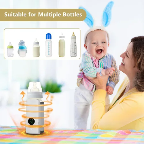 Vista 2 de Calentador de biberones portátil para viajes – Moclever Calentador de leche para bebés recargable por USB, calentador de leche materna alimentado