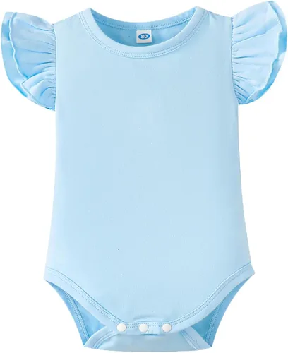 Vista 14 de Magic Park 0-24M Mameluco para bebé niña, traje de una pieza para bebé niña de color sólido, camiseta con volantes para niña, camiseta para bautizo