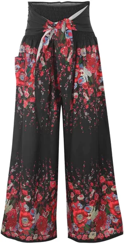 Vista 2 de Women Sweatpants Pants Boho Pants Print Pants Waist Fold Yoga Casual for Women Wide High Vintage Pants for Women