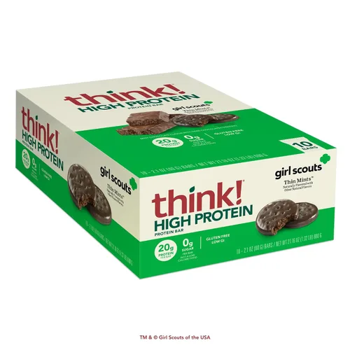 Vista 6 de Think! (thinkThin) Barras ricas en proteína de 20 gramos – Chocolate fundido, 0 gramos de azúcar, sin edulcorantes artificiales, sin gluten, sin