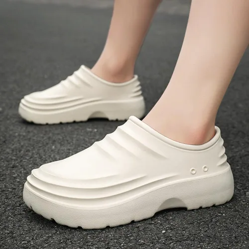 Vista 2 de Zapatos de chef para hombres y mujeres, resistentes al aceite, sandalias de trabajo para enfermera, jardín, baño, sandalias de trabajo, ligeras