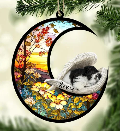 Vista 40 de Atrapasoles conmemorativo personalizado para perros, adorno navideño de Airedale Terrier, recuerdo por pérdida de mascota, regalos conmemorativos