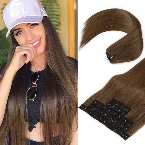 Vista 11 de REECHO Extensiones de cabello con pinzas, extensiones de cabello grueso y largo, extensiones de cabello sintético ligero para mujer, 24 pulgadas a