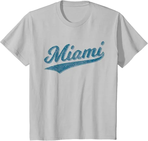 Vista 16 de Camiseta de estilo vintage de Miami Florida VARSITY SCRIPT Sports, gris, S