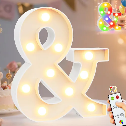 Vista 37 de Pooqla Letras con luces LED de marquesina, letras decorativas iluminadas en blanco cálido y blanco frío, letras del alfabeto iluminadas para niños