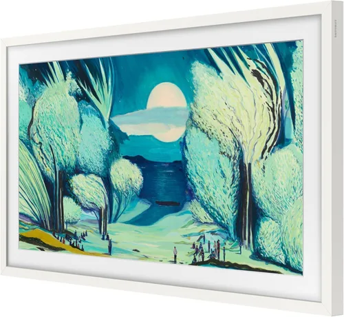 Vista 2 de Samsung The Frame - Bisel personalizable de 43 pulgadas 2021-2025, marco magnético blanco moderno VG-SCFA43WTBZA Kit de molduras para TV QLED Art