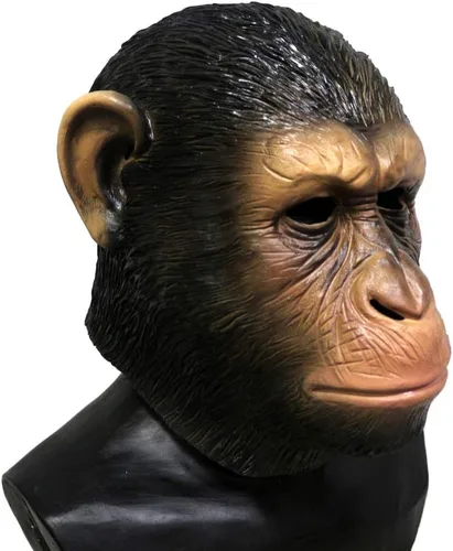 Vista 2 de HENGYUTOYMASK Disfraz realista de mono de chimpancé Accesorios Máscara de simios César