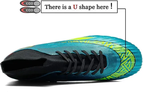 Vista 2 de YANGTAOZI Tacos de fútbol para hombre, zapatos de fútbol profesionales con punta alta, para interiores y exteriores, tacos de fútbol transpirables