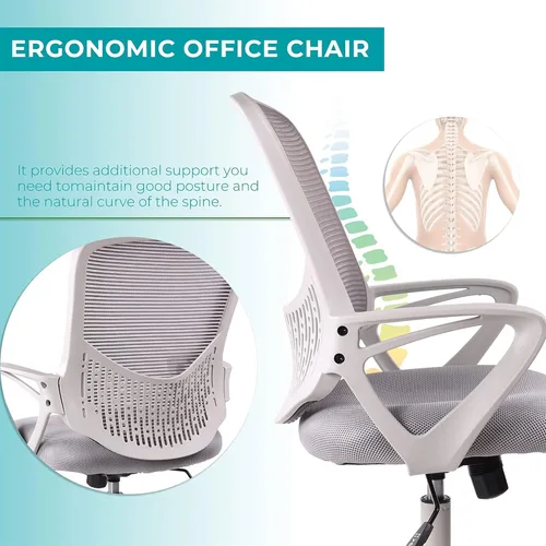Vista 5 de Silla de oficina, silla ergonómica de escritorio para el hogar, silla de malla con respaldo medio, silla giratoria para computadora con soporte