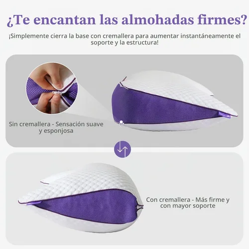 Vista 3 de HOMELAB Almohada curvada de espuma viscoelástica triturada ajustable, tamaño Queen de 29 x 19 pulgadas, diseño de media luna de gran