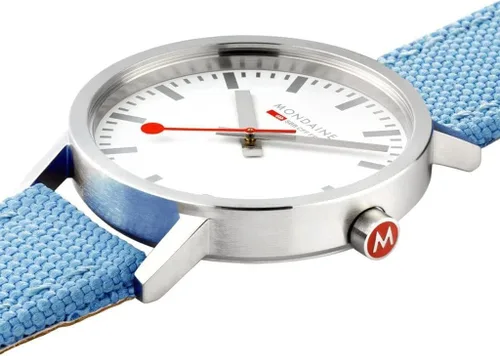 Vista 3 de Mondaine Reloj Classic Official Swiss Railways BlancoAqua, Movimiento de cuarzo