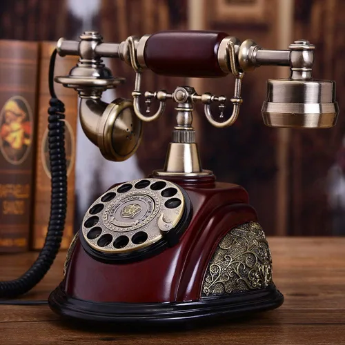 Vista 5 de Teléfono giratorio de estilo europeo antiguo vintage, teléfono fijo retro, teléfono de escritorio, teléfono de cerámica para oficina en casa