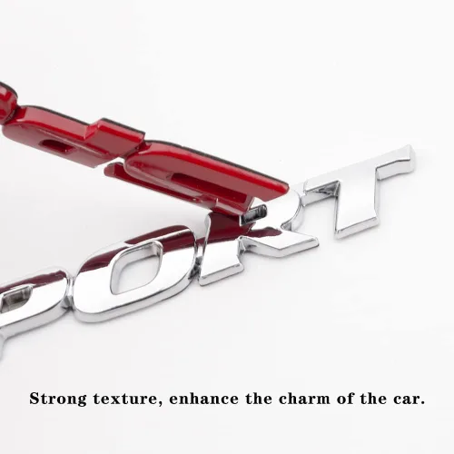 Vista 4 de Paquete de 2 Calcomanías Deportivas para Coche, Emblema Adhesivo de Metal 3D Sport para Guardabarros Lateral de Coche Camión Maletero Trasero
