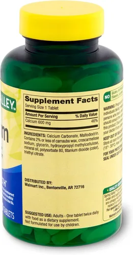 Vista 3 de Spring - Valley Calcio 600 mg Natural Bone Health Calcio - 100 Tabletas Paquete de 3