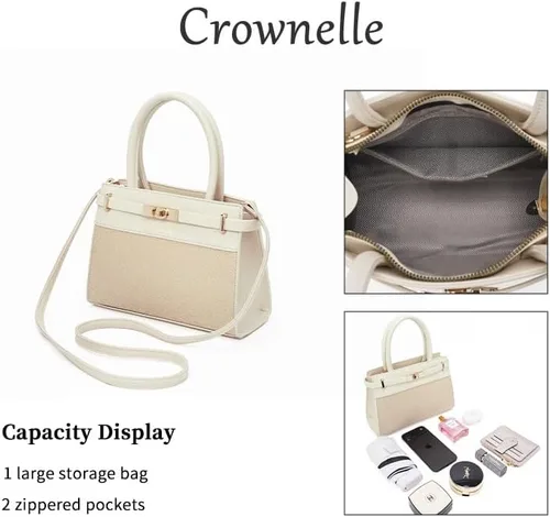 Vista 8 de Elegante bolso con asa superior para mujer, bolso de lujo de moda 2025 con cerradura de metal, hombro y bolso cruzado