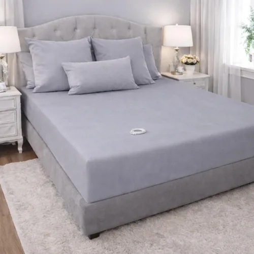 Vista 11 de Sábana bajera ajustable 10% plata 90% algodón peinado para dormir mejor, beige, tamaño individual