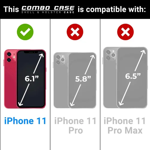 Vista 2 de Aduro Combo de funda y funda para iPhone 11, carcasa delgada y funda giratoria con clip para cinturón, con soporte integrado para iPhone de Apple