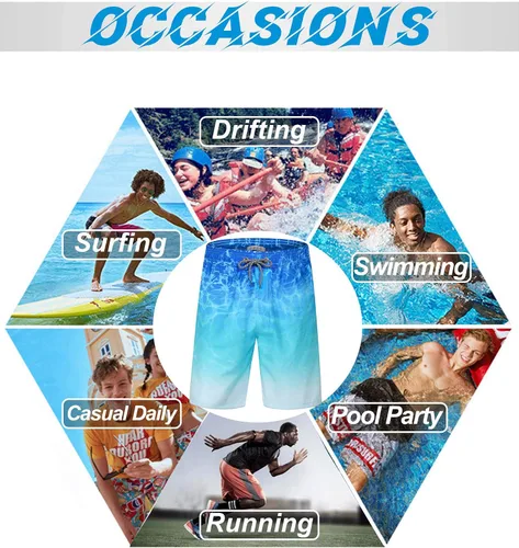 Vista 6 de APTRO Men's Swim Trunks Quick Dry Bathing Suits 9" Mesh Lining Swimsuits Beachwear Board Shorts