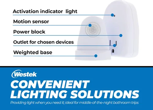 Vista 3 de Westek Control de Luz de Enchufe con Sensor de Movimiento Enchufable, Paquete de 2 - Dispositivo Sensor de Movimiento Interior Activa las Luces
